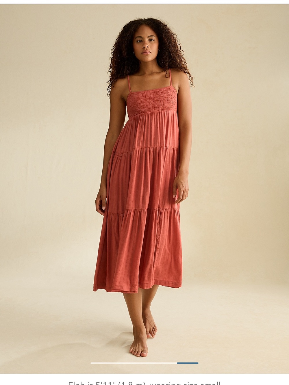 American Eagle Outfitters Rust Tiered Midi Dress